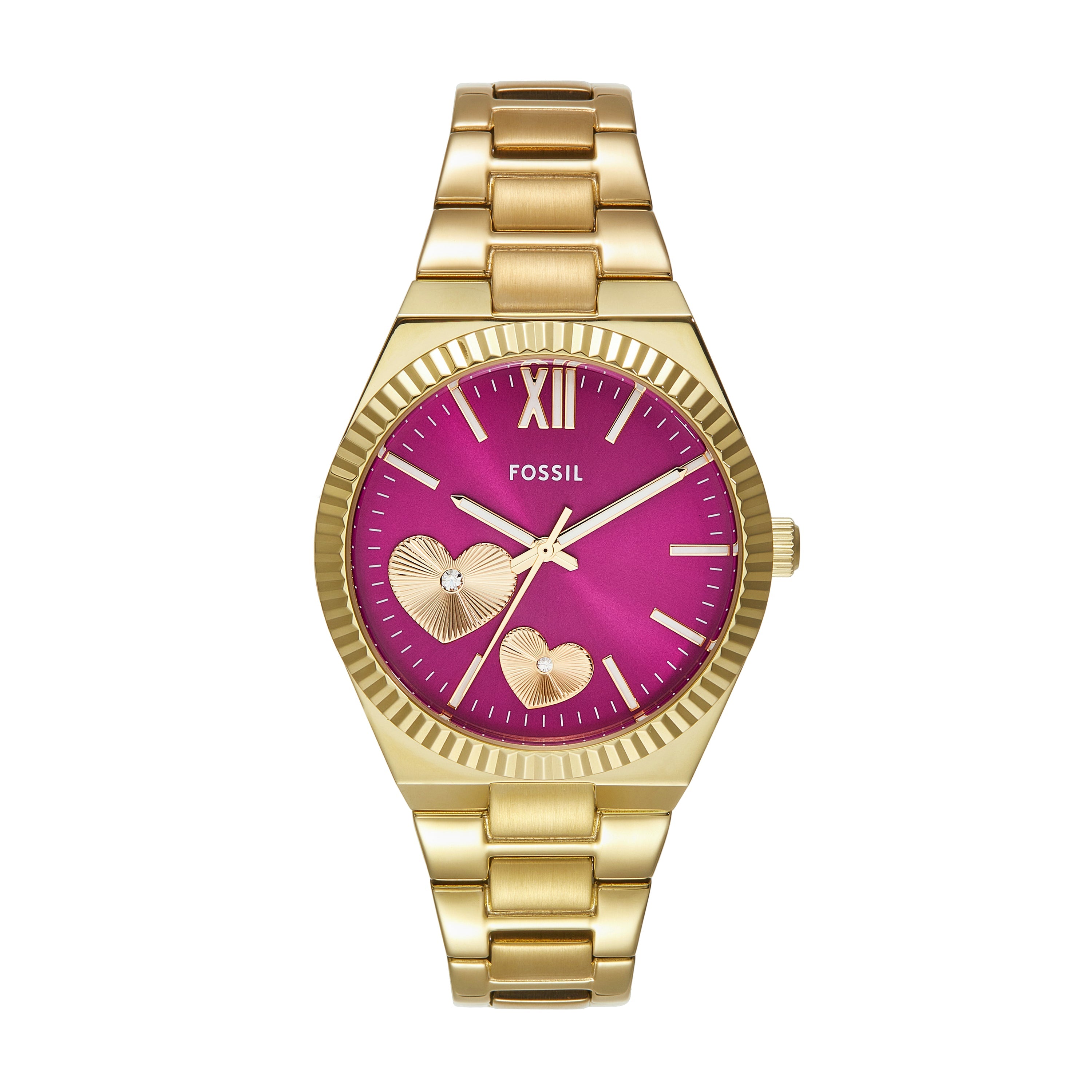 Pink face fossil online watch