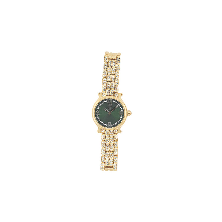 Roberto Carati Tina Green Face Gold Tone Watch M9148-V4
