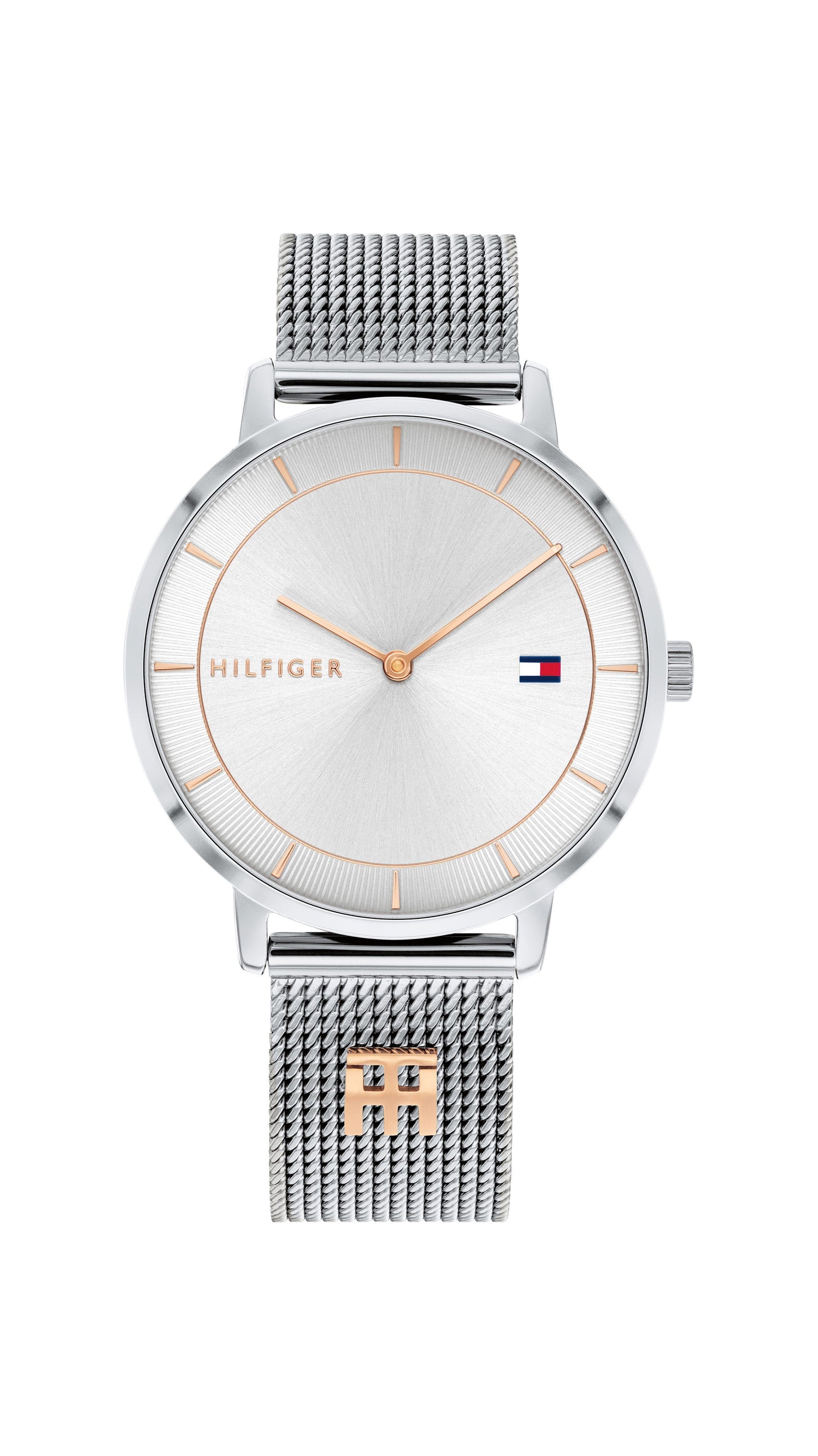 Tommy Hilfiger Tea Silver Case White Face Silver Mesh Band Watch 1782288 Watches Tommy Hilfiger