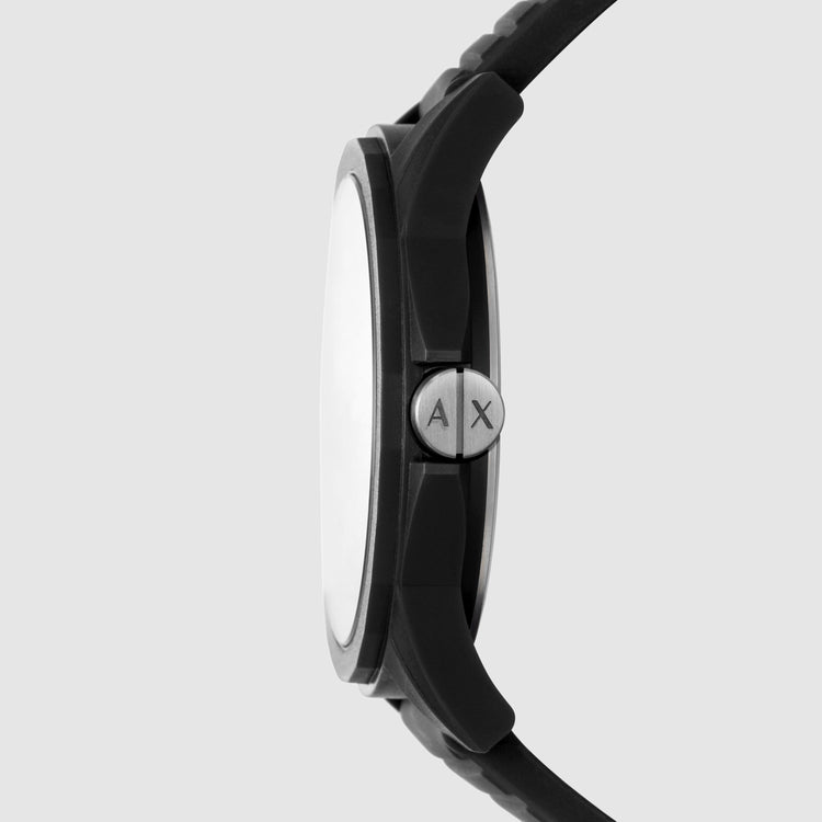 Armani Exchange Three-Hand Black Silicone Watch AX2533