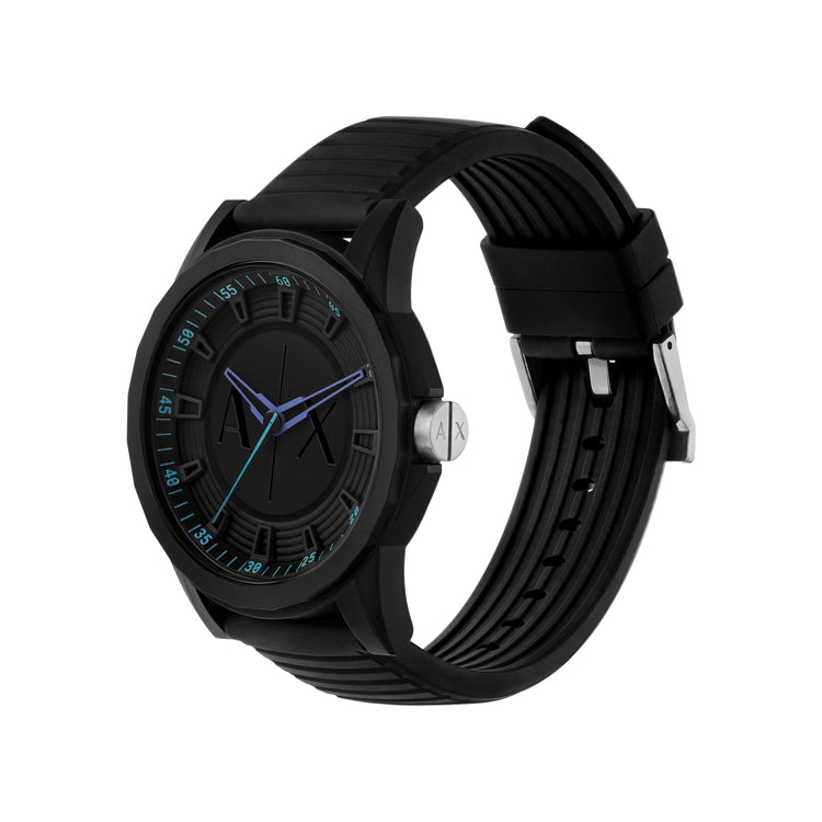 Armani Exchange Three-Hand Black Silicone Watch AX2533