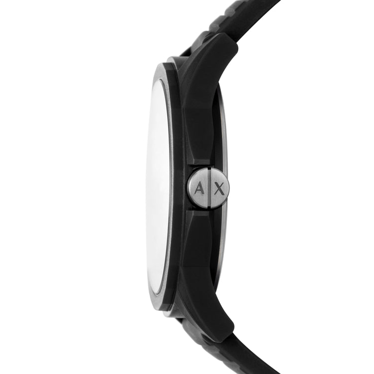 Armani Exchange Three-Hand Black Silicone Watch AX2533