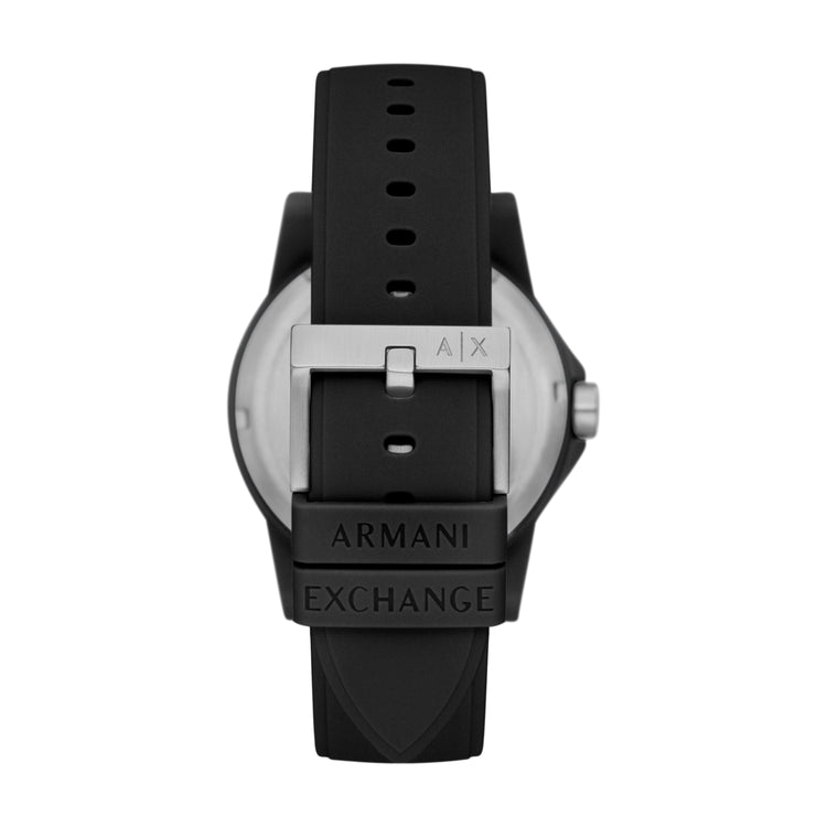Armani Exchange Three-Hand Black Silicone Watch AX2533