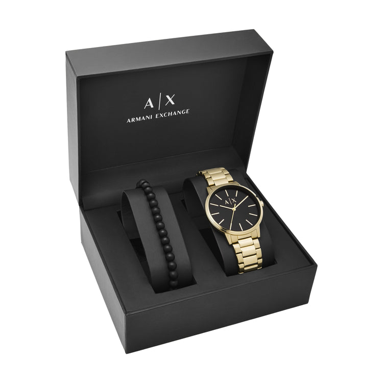 Armani Exchange Cayde AX7119 Men's Gold Watch Gift Set