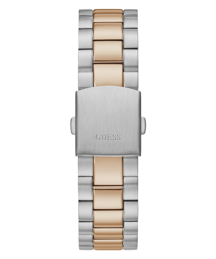 Guess Connoisseur Brushed And Polished Two Tone Case Blue Day Date Dial And Brushed And Polished Two Tone Bracelet GW0265G12