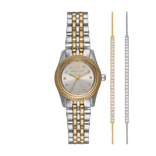 Michael Kors Lexington Three-Hand Two-Tone Stainless Steel Watch and Bracelets Gift Set MK4815SET watches item