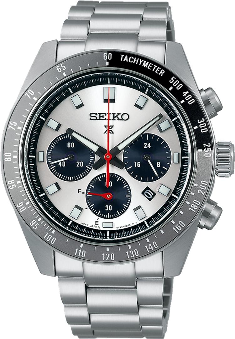 Seiko Prospex Speedtimer Solar Chrono Silver Face Case Band SSC911P