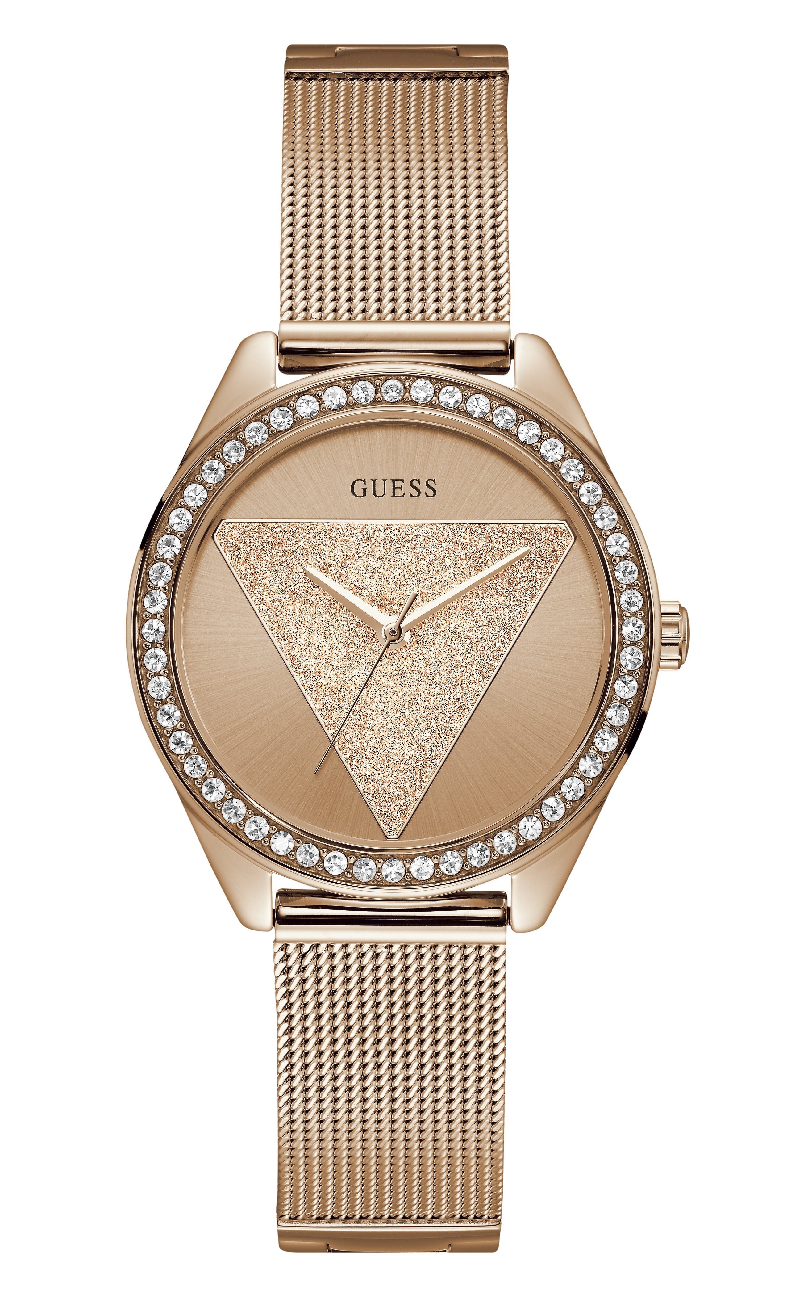 Guess Tri Glitz Rose Gold Crystal Watch W1142L4 Watches Galore