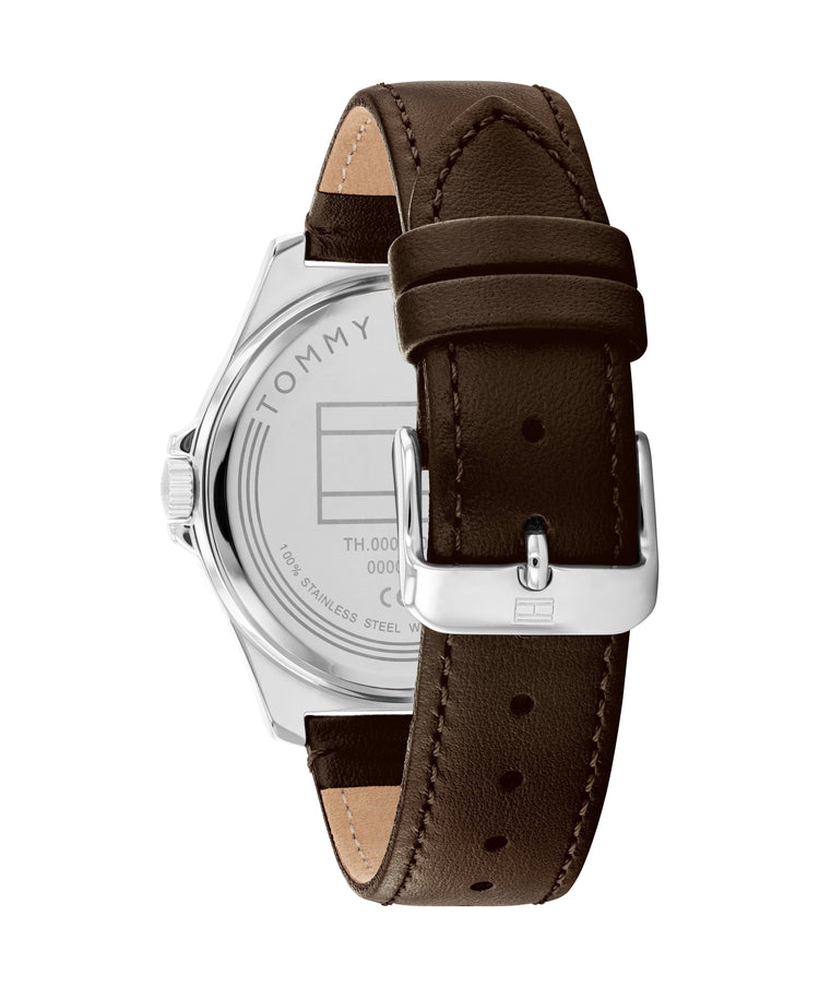 Tommy Hilfiger Norris Dark Brown Leather Black Dial Men's Watch 1710601