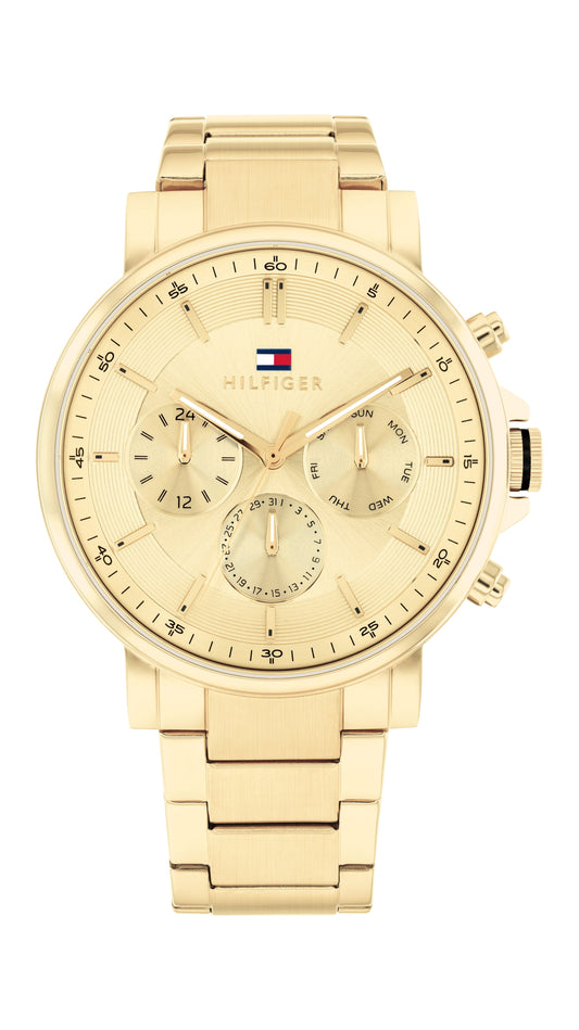Tommy Hilfiger Tyson Ionic Plated Thin Gold Steel Champagne Dial Men's Watch 1710611 watches item