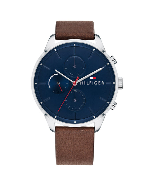 Tommy Hilfiger Chase Brown Leather Navy Dial Men's Watch 1791487 watches item