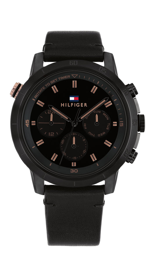 Tommy Hilfiger Troy Black Leather Black Dial Men's Watch 1792110 watches item