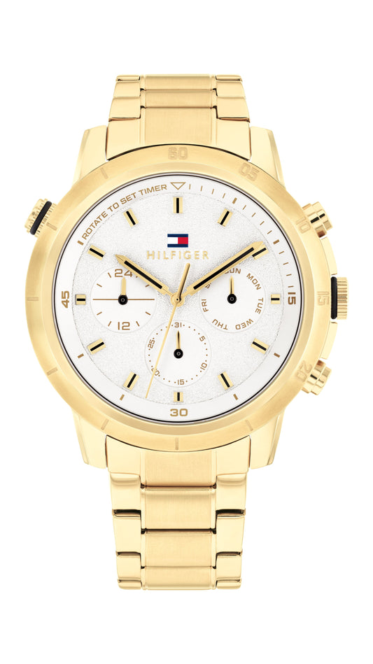 Tommy Hilfiger Troy Ionic Plated Thin Gold Steel White Dial Men's Watch 1792127 watches item