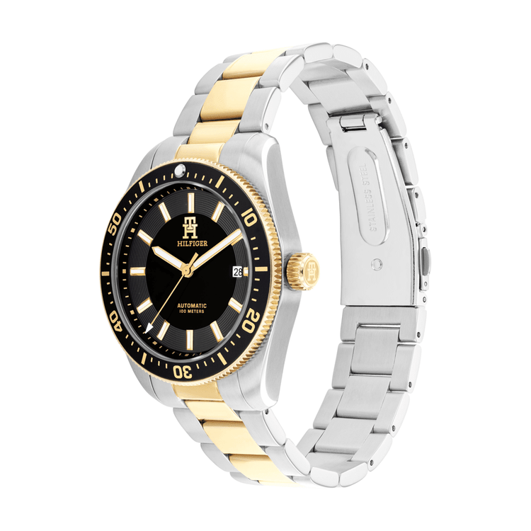 Tommy Hilfiger Th85 Two Tone Stainless Steel Black Dial Men's Watch 1710552