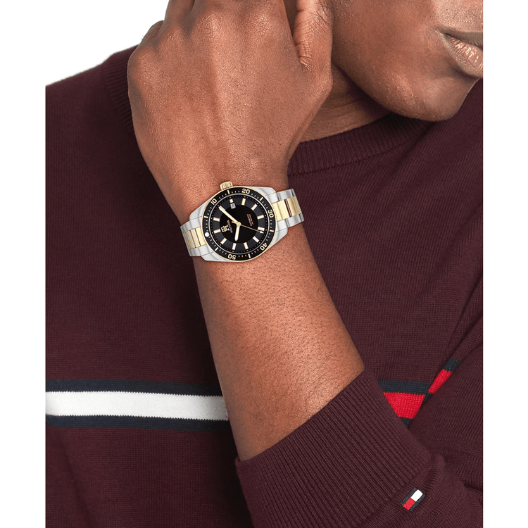 Tommy Hilfiger Th85 Two Tone Stainless Steel Black Dial Men's Watch 1710552