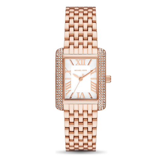 Michael Kors Emery Three Hand Rose Gold Tone Stainless Steel Watch MK4743 watches item