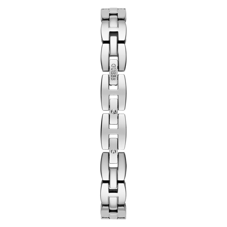 Guess Adorn Polished Silver Tone Case With Crystals Sunray Silver Dial And Polished Silver Tone Bracelet With Adjustable G Links GW0682L1