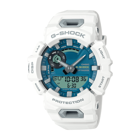 Casio G Shock G Squad Breeze Run Bluetooth Life Log Dual 200M Water Resistant Blue Face White Resin Band GBA900CB-7A watches item