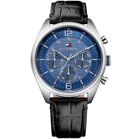 Tommy Hilfiger Corbin Black Leather Navy Dial Men's Watch 1791182 watches item