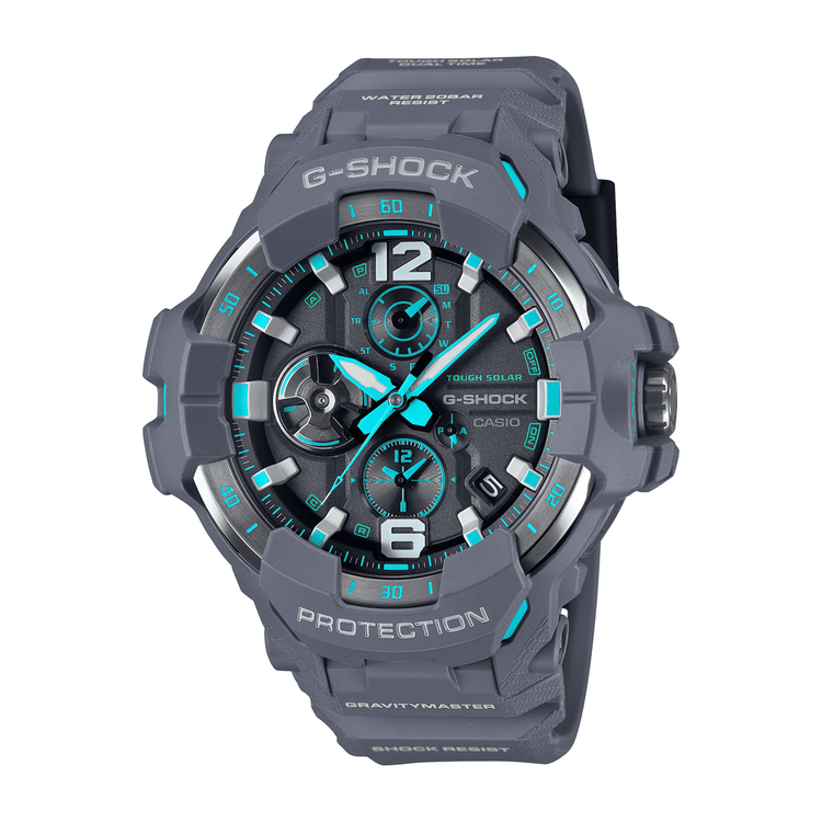 Casio G Shock Mog Gravity Master Solar Bluetooth Dual Stopwatch 200M Water Resistant Black W/ Blue Accent el Resin GRB300-8A2