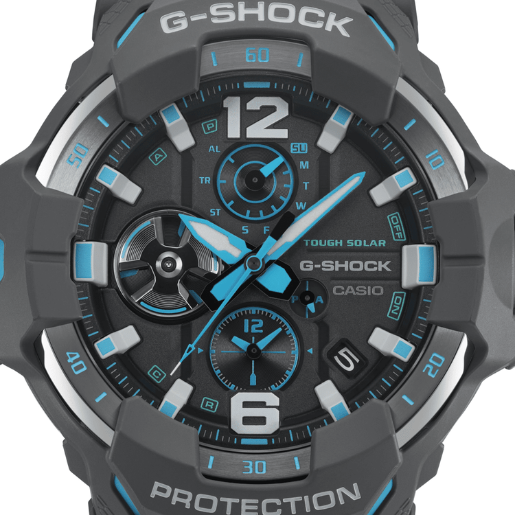 Casio G Shock Mog Gravity Master Solar Bluetooth Dual Stopwatch 200M Water Resistant Black W/ Blue Accent el Resin GRB300-8A2