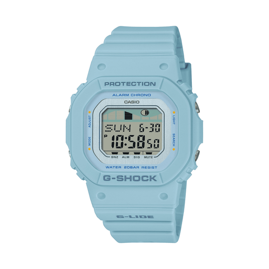 Casio G-Lide Mid Dig Natural Surf Led Moon Tide World Time 200M Water Resistant Blue Face And Resin Band GLXS5600-2D watches item