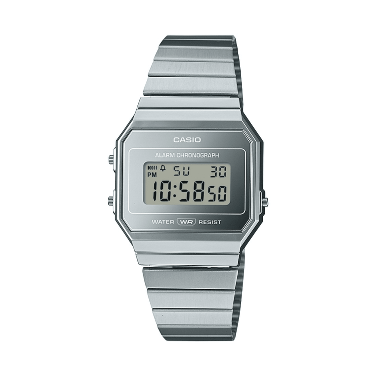 Casio Digital Vintage Led Stopwatch AlarmChrome Case  A700WEV-7A