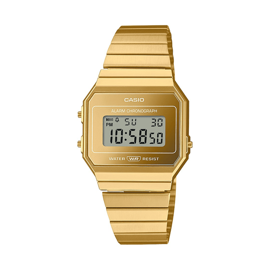 Casio Digital Vintage Led Stopwatch AlarmGoldtone Case &  A700WEVG-9A watches item