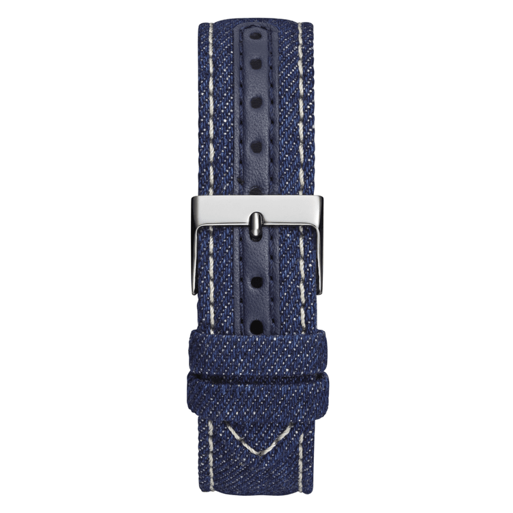 Guess Trend G Stitch Trend Silver-Tone Blue Denim Strap Women's' Watch GW0755L1