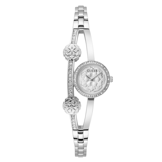 Guess Bejewelled Chloe Bejewelled Silver-Tone Floral Bangle Women's Watch GW0756L1 watches item