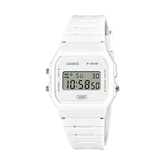 Casio Digital Led Stopwatch AlarmWhite Resin Band F91WB-7A watches item