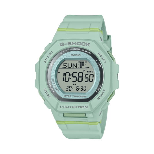 Casio G Squad Mid Size Digital Bluetooth Step Dual Stopwatch 200M Water Resistant Green Case And Resin Band GMDB300-3D watches item