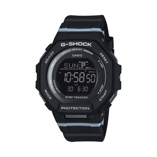 Casio G Squad Mid Size Digital Bluetooth Step Dual Stopwatch 200M Water Resistant Black Case And Resin Band GMDB300-1D watches item