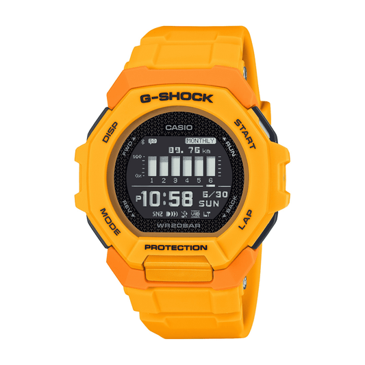 Casio G Shock G Squad Digital Bluetooth Training Worldtime 200M Water Resistant Yellow Case And Resin Band GBD300-9D watches item