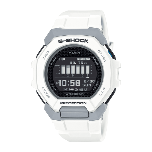 Casio G Shock G Squad Digital Bluetooth Training Worldtime 200M Water Resistant White Case And Resin Band GBD300-7D watches item