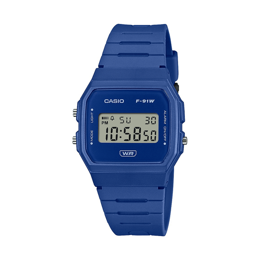 Casio Digital Led Stopwatch AlarmBlue Resin Band F91WB-2A1 watches item