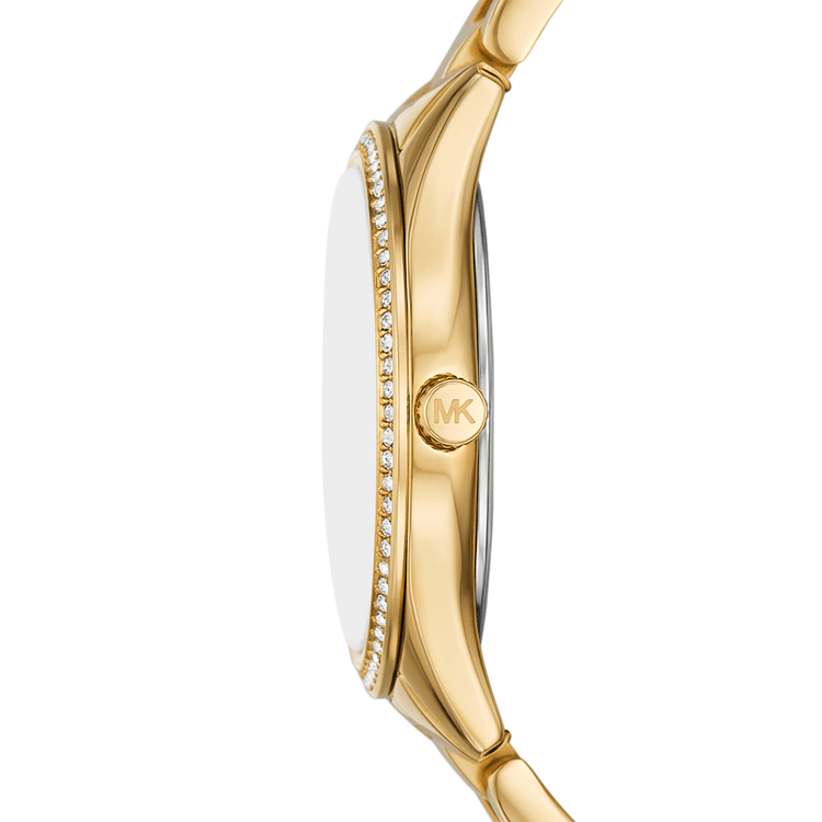 Michael Kors Lauryn Three-Hand Gold-Tone Stainless Steel Watch, Earrings and Necklace Gift Set MK4849SET