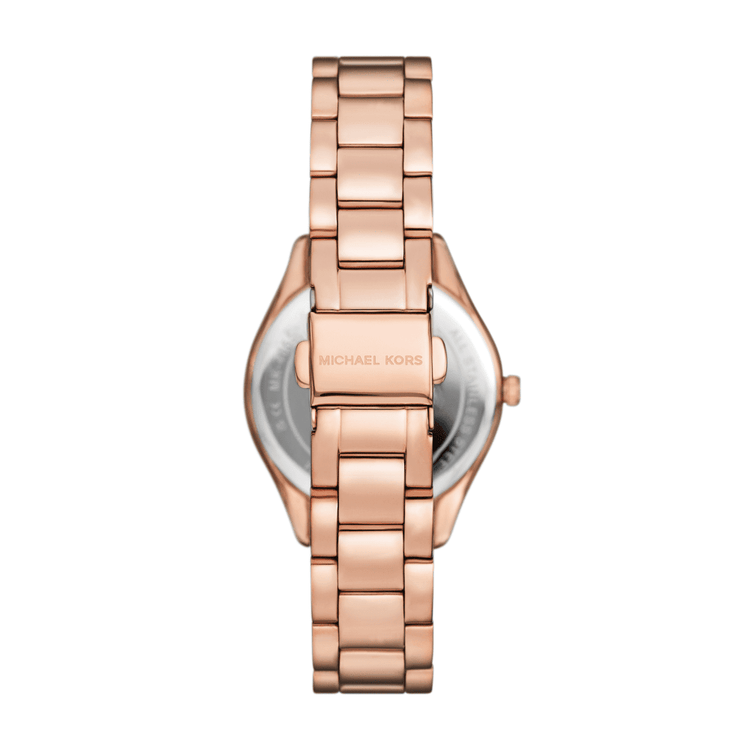 Michael Kors Lauryn Three-Hand Rose Gold-Tone Stainless Steel Watch, Earrings and Necklace Gift Set MK4850SET