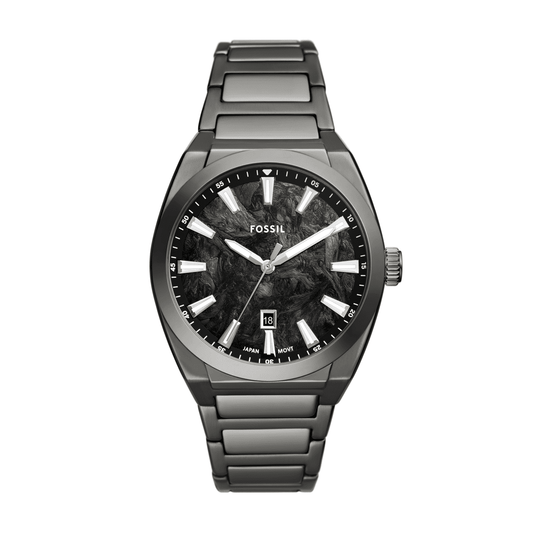 Fossil Everett Three-Hand Date Gunmetal Stainless Steel Watch FS6075 watches item