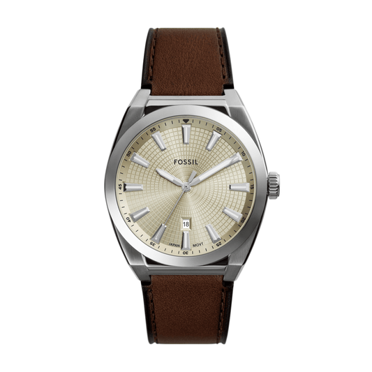 Fossil Everett Three-Hand Date Brown Leather Watch FS6071 watches item