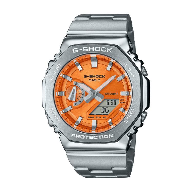 Casio G-Shock Men's Orange and Silver Watch GM2110D-4A
