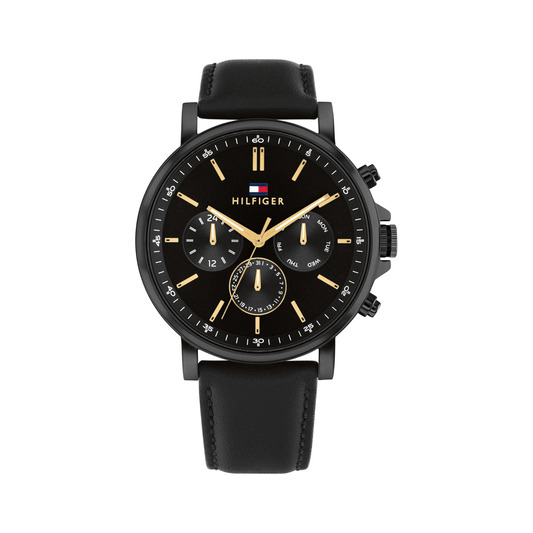 Tommy Hilfiger Tyson Black Leather Black Dial Men's Watch 1792144 watches item