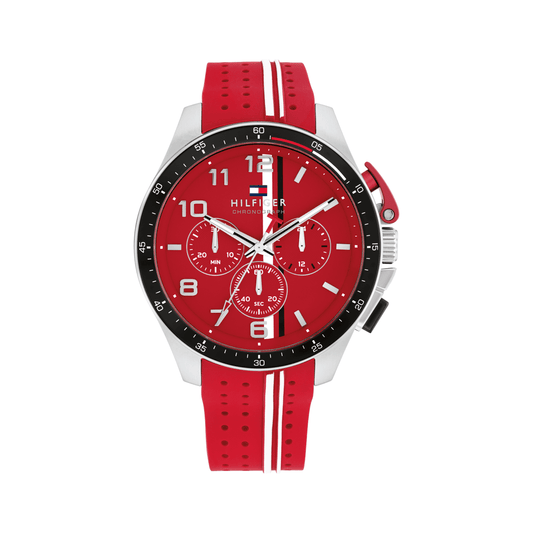 Tommy Hilfiger Bank Red Silicone Red Dial Men's Watch 1792170 watches item