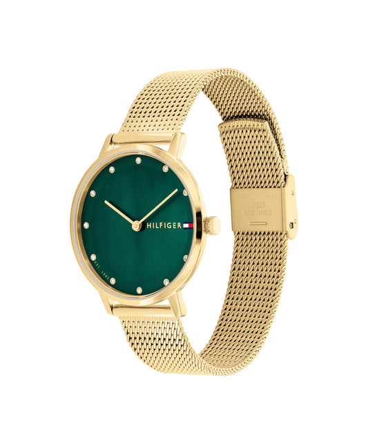 Tommy Hilfiger Pippa Ionic Plated Thin Gold Steel Green Dial Women's Watch 1782668 watches item