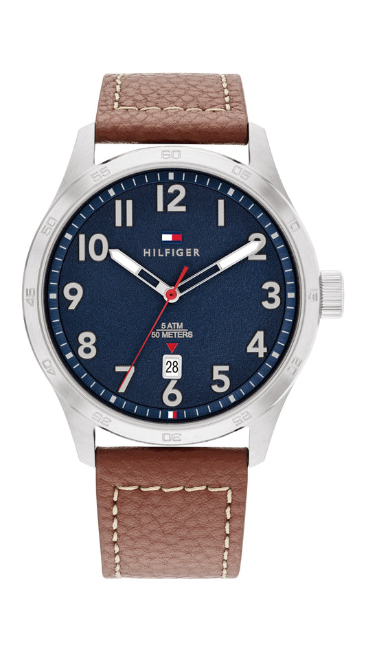 Tommy Hilfiger Forrest Brown Calfskin Navy Dial Men's Watch 1710559 watches item