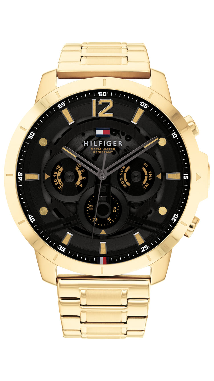 Tommy Hilfiger Luca Ionic Thin Gold Plated 2 Steel Black Dial Men's Watch 1710511