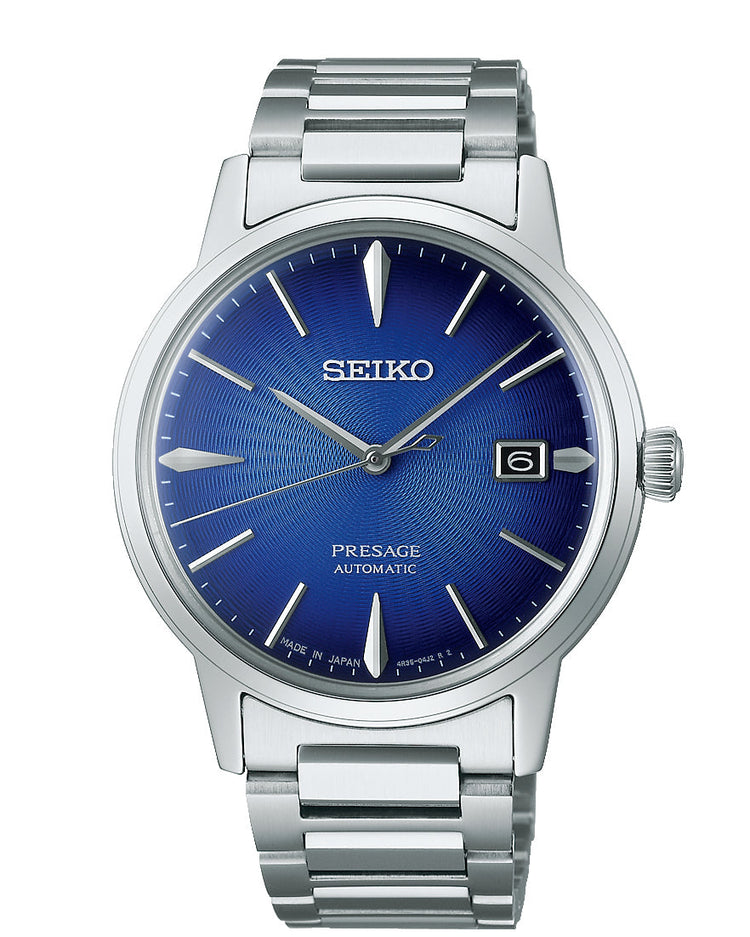 Seiko Presage Blue and Silver Men's Watch SRPJ13