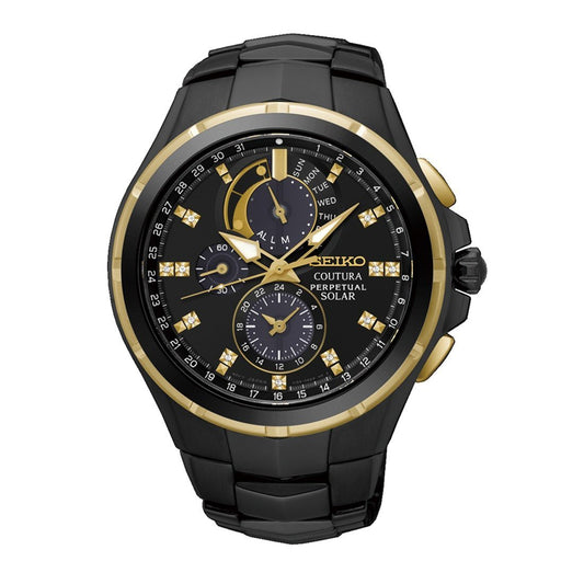 Seiko Men's Coutura Black and Gold Watch SSC573P Watches Seiko watches item