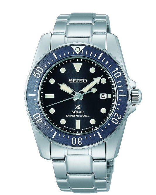 Seiko Prospex Solar Silver and Blue Divers Watch SNE569P Watches Seiko 