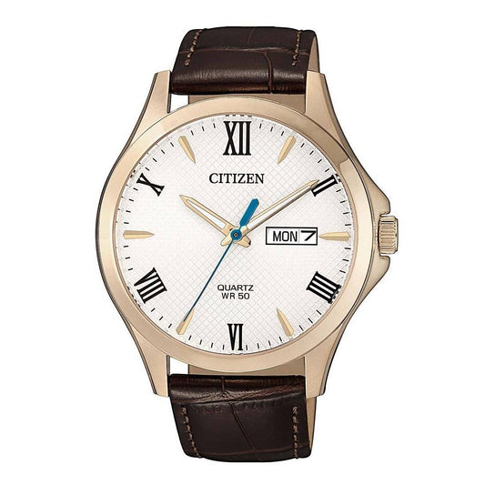 Citizen White Brown Leather Watch BF2023-01A Watches Citizen  watches item